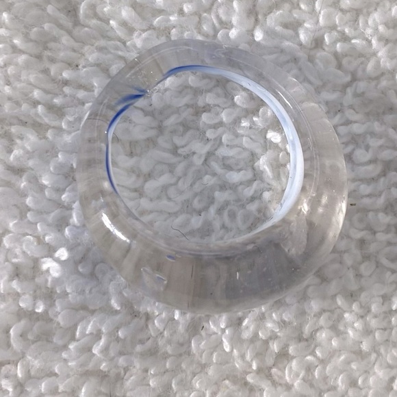 Vintage Art Glass Handmade Blue Band Ring - Picture 11 of 12